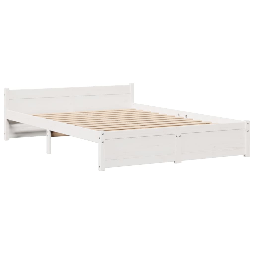 Krevet s regalom z knjige bez madraca bijeli 135x190cm borovina