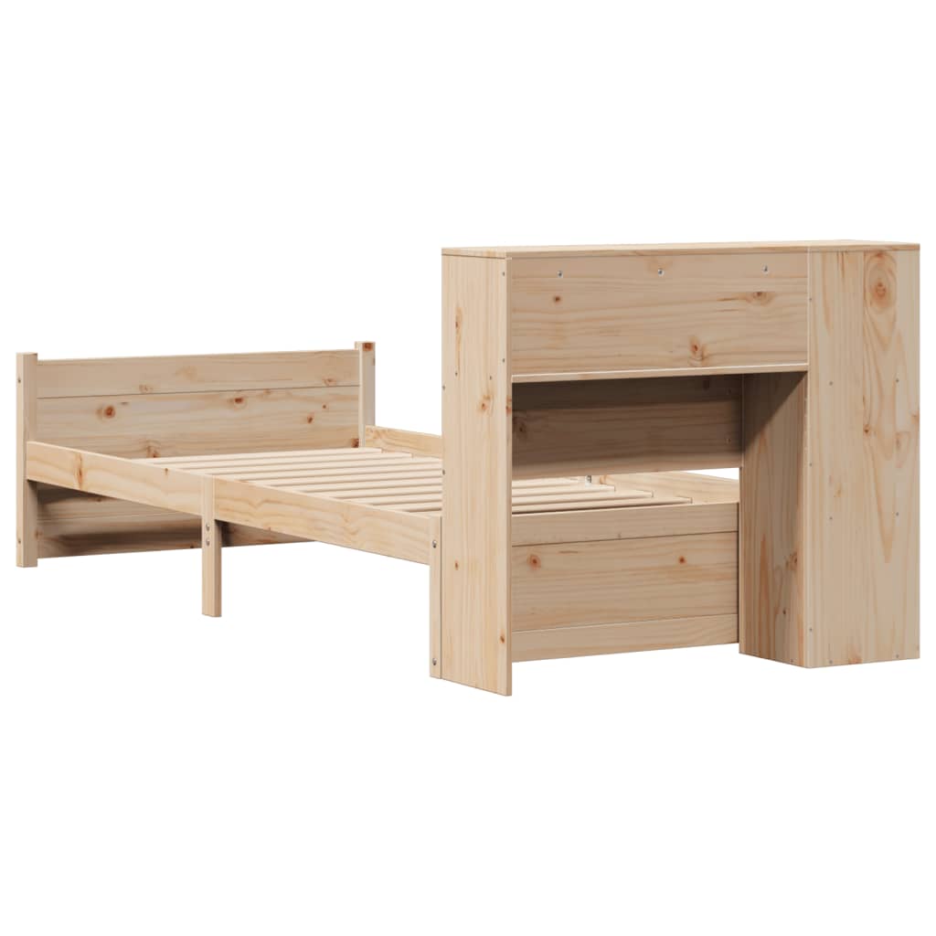Krevet s regalom za knjige bez madraca 75x190 cm borovina
