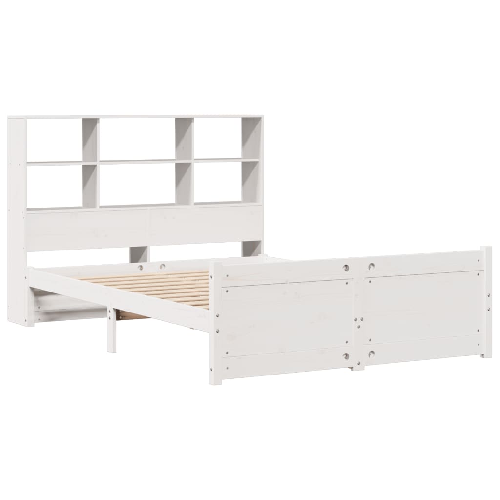 Krevet s regalom z knjige bez madraca bijeli 140x190cm borovina