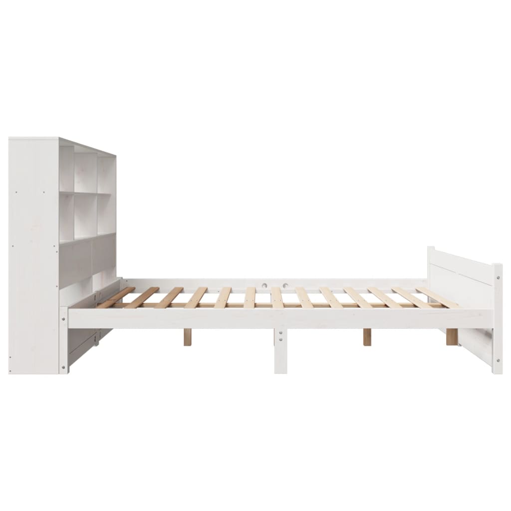Krevet s regalom z knjige bez madraca bijeli 140x190cm borovina