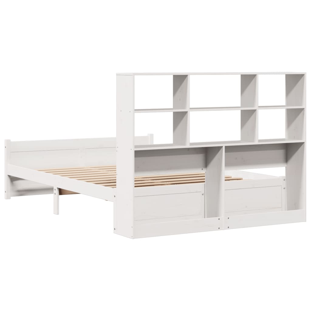 Krevet s regalom z knjige bez madraca bijeli 140x190cm borovina