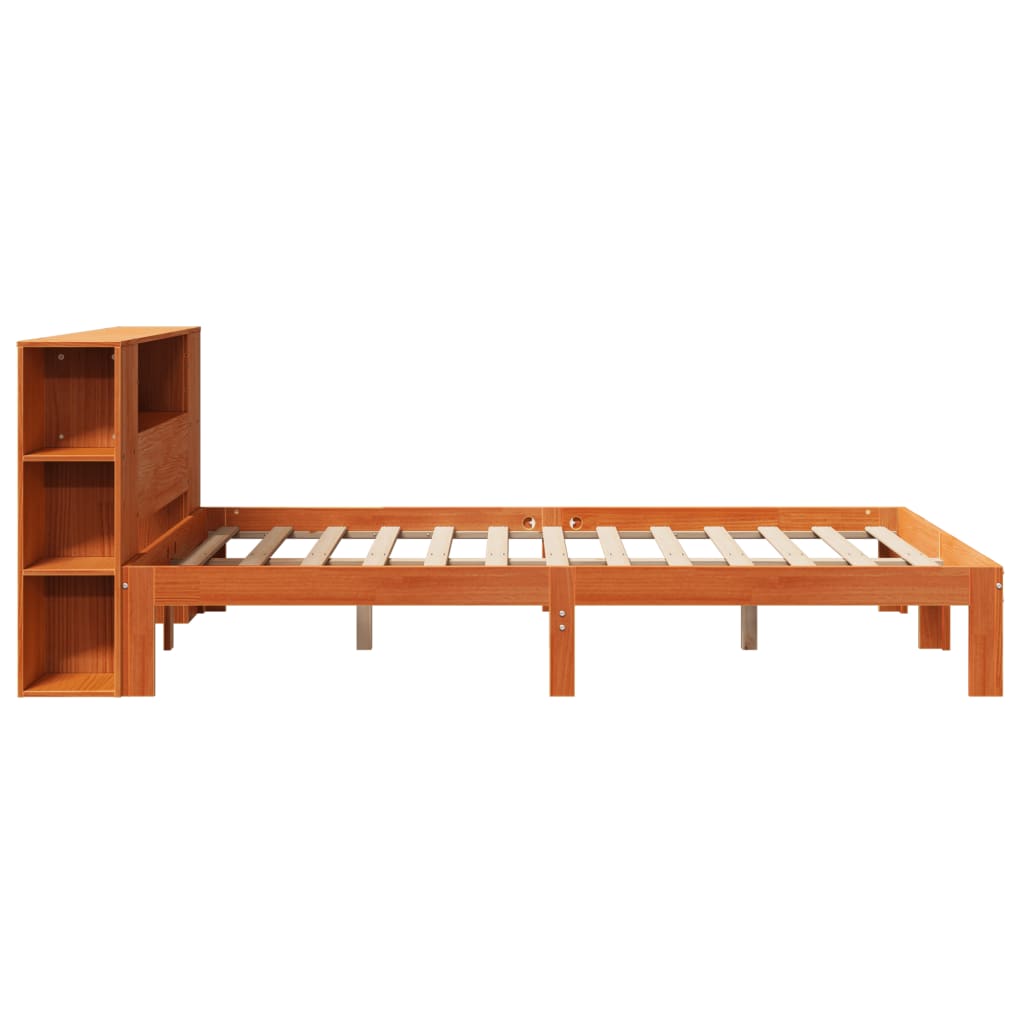 Krevet s regalom za knjige bez madraca 140 x 190 cm od borovine