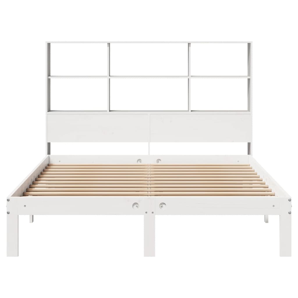 Krevet s regalom z knjige bez madraca bijeli 140x190cm borovina