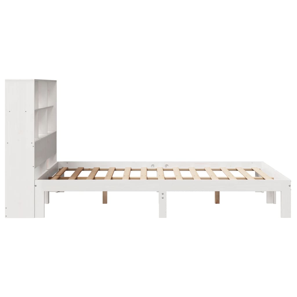 Krevet s regalom z knjige bez madraca bijeli 140x190cm borovina