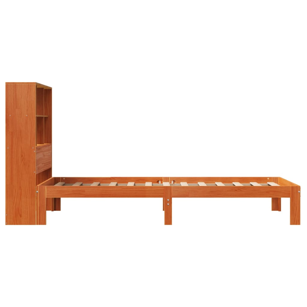 Krevet s regalom za knjige bez madraca 75 x 190 cm od borovine