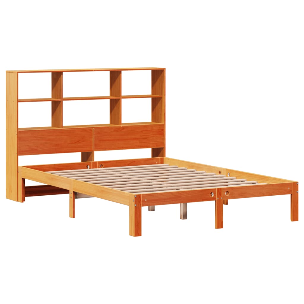 Krevet s regalom za knjige bez madraca 120 x 190 cm od borovine
