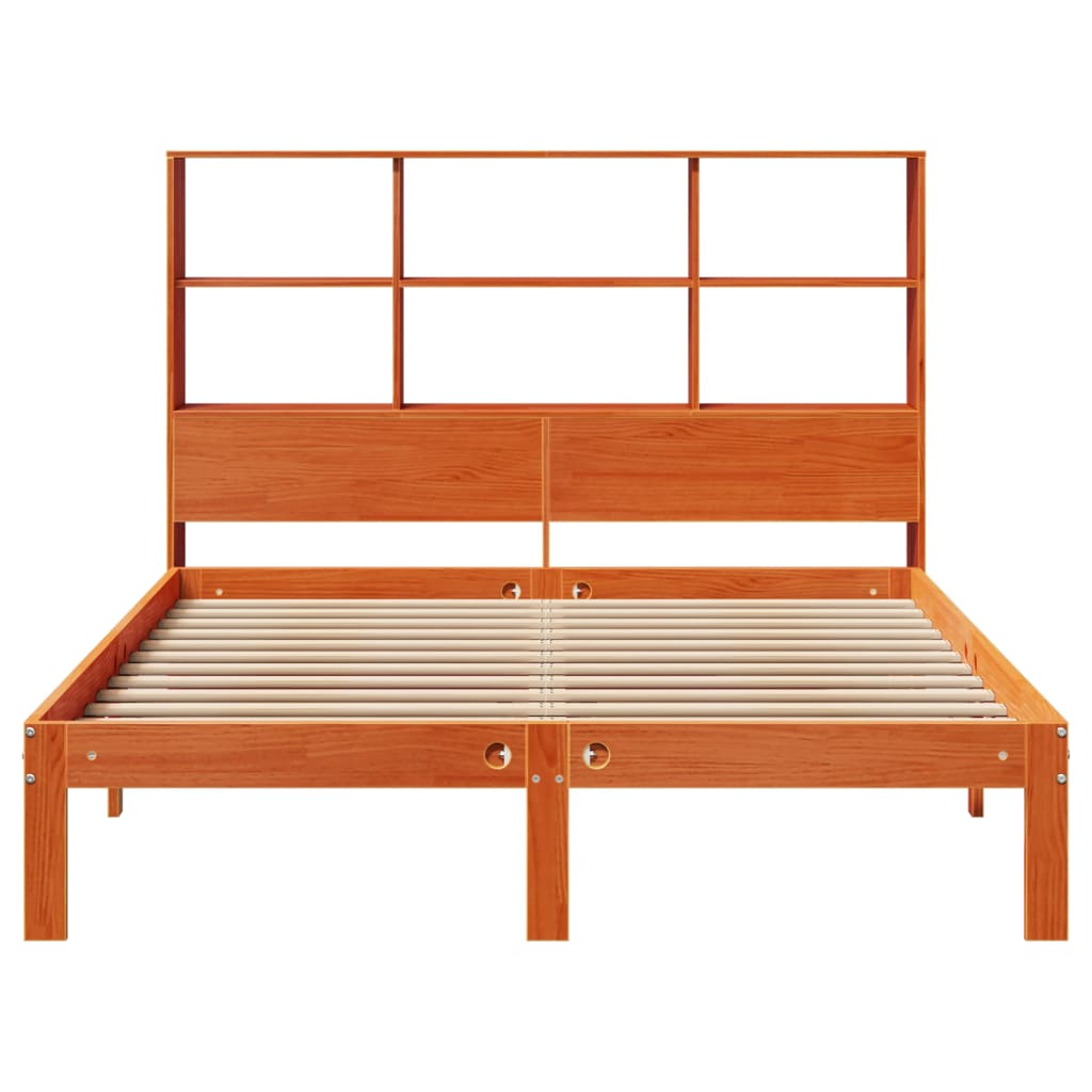 Krevet s regalom za knjige bez madraca 120 x 190 cm od borovine