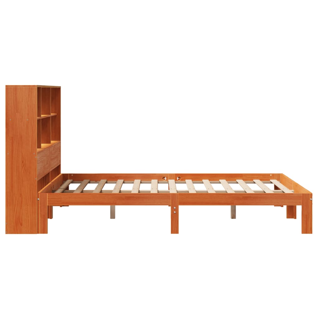 Krevet s regalom za knjige bez madraca 140 x 190 cm od borovine