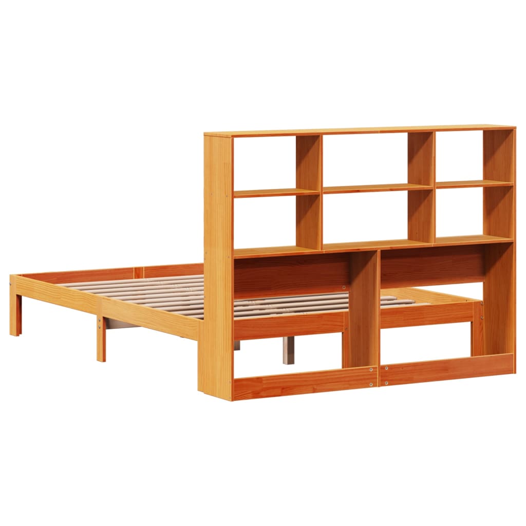 Krevet s regalom za knjige bez madraca 140 x 190 cm od borovine