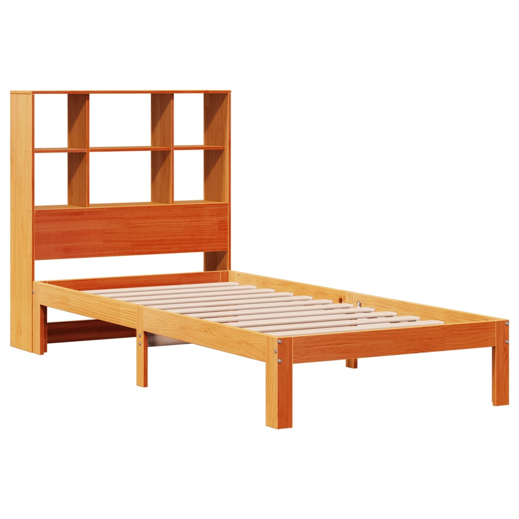 Krevet s regalom za knjige bez madraca 100 x 200 cm od borovine