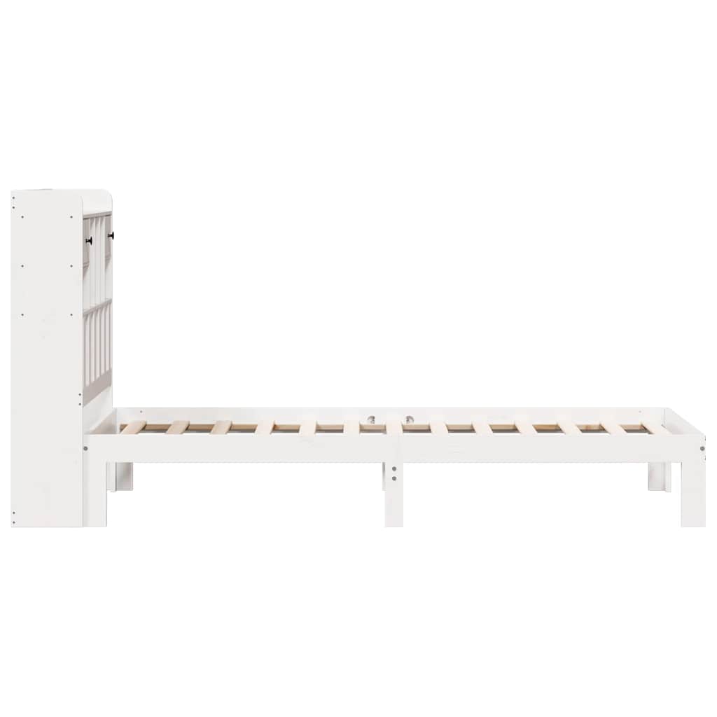 Krevet s regalom za knjige bez madraca bijeli 75x190cm borovina