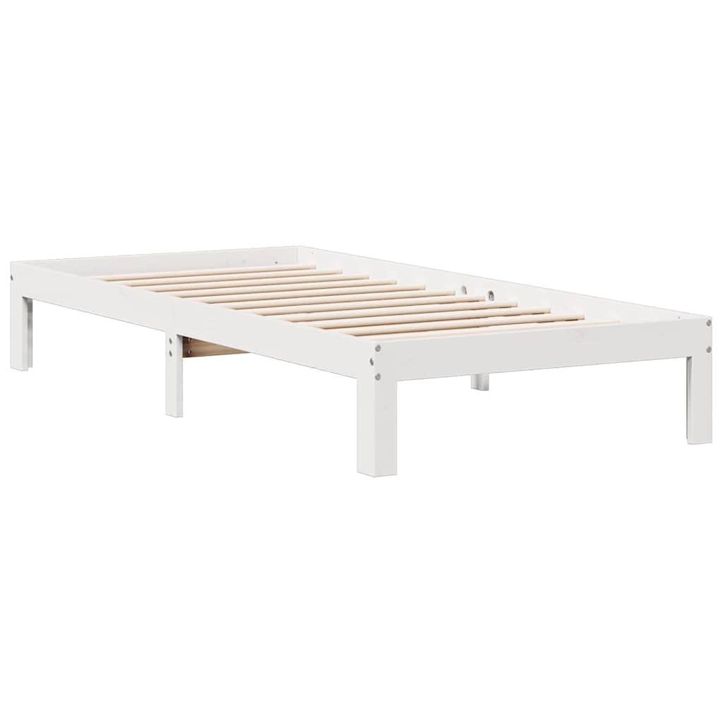 Krevet s regalom za knjige bez madraca bijeli 75x190cm borovina