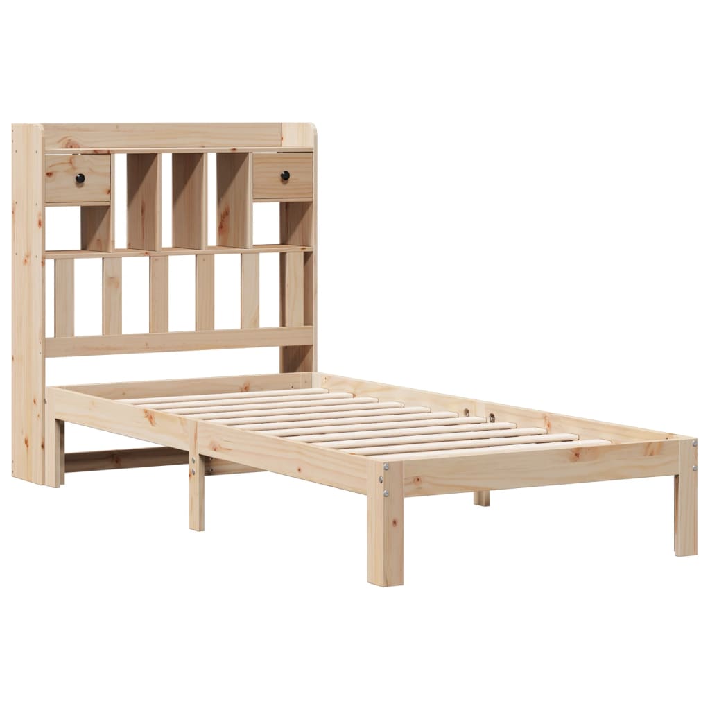 Krevet s regalom za knjige bez madraca 90x190 cm od borovine