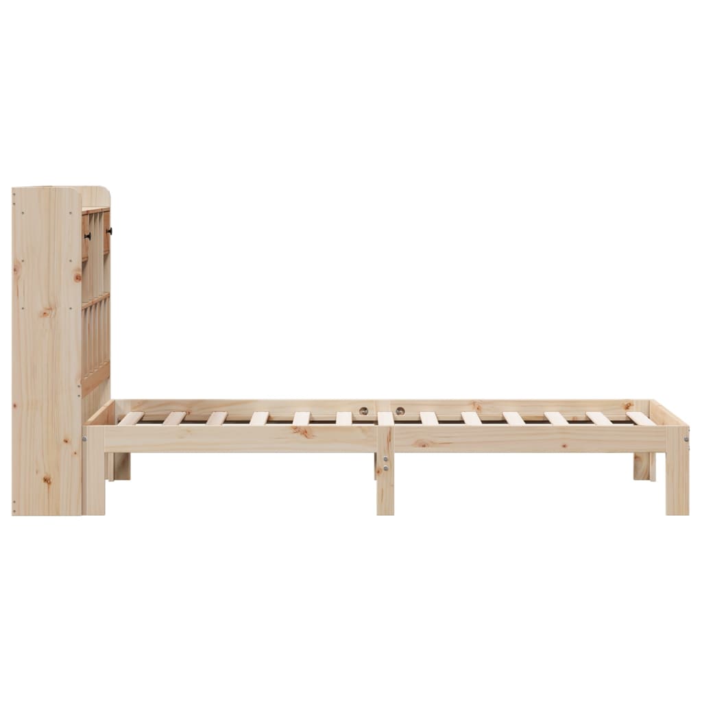 Krevet s regalom za knjige bez madraca 90x190 cm od borovine