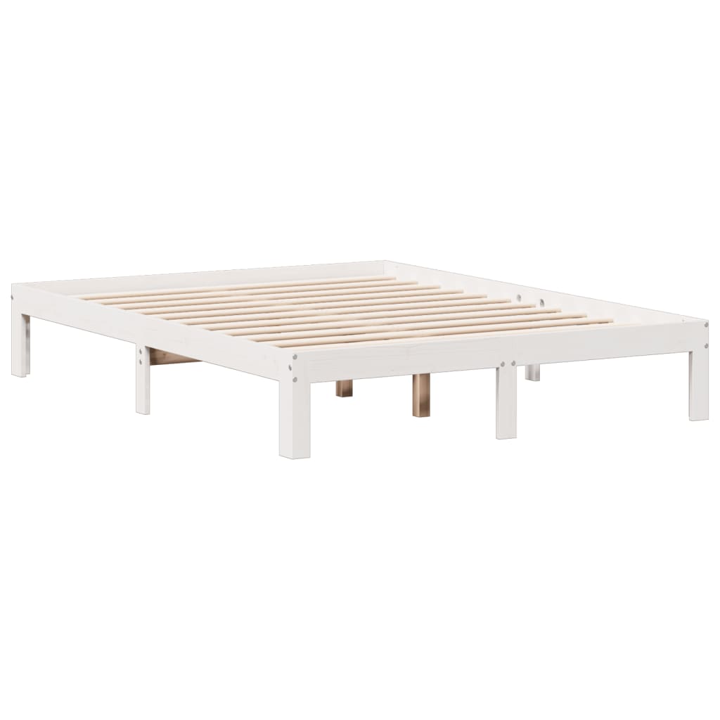 Krevet s regalom z knjige bez madraca bijeli 140x190cm borovina
