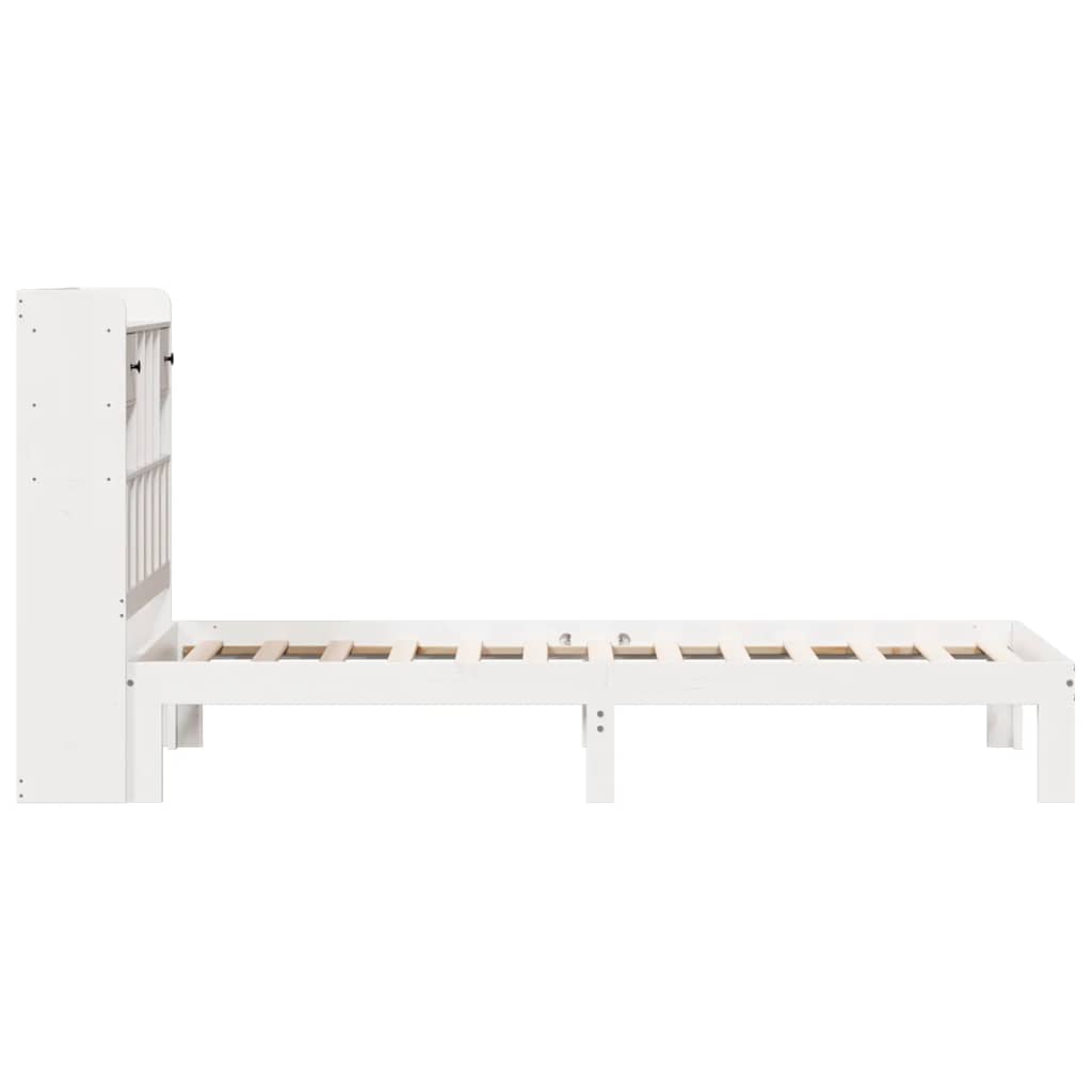 Krevet s regalom za knjige bez madraca bijeli 90x200cm borovina