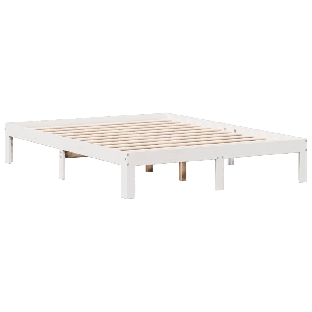 Krevet s regalom z knjige bez madraca bijeli 140x200cm borovina