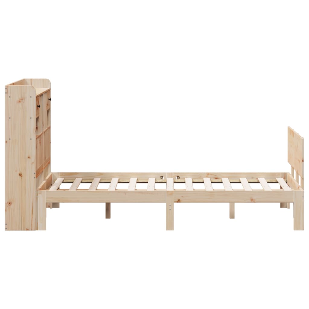 Krevet s regalom za knjige bez madraca 135x190 cm od borovine