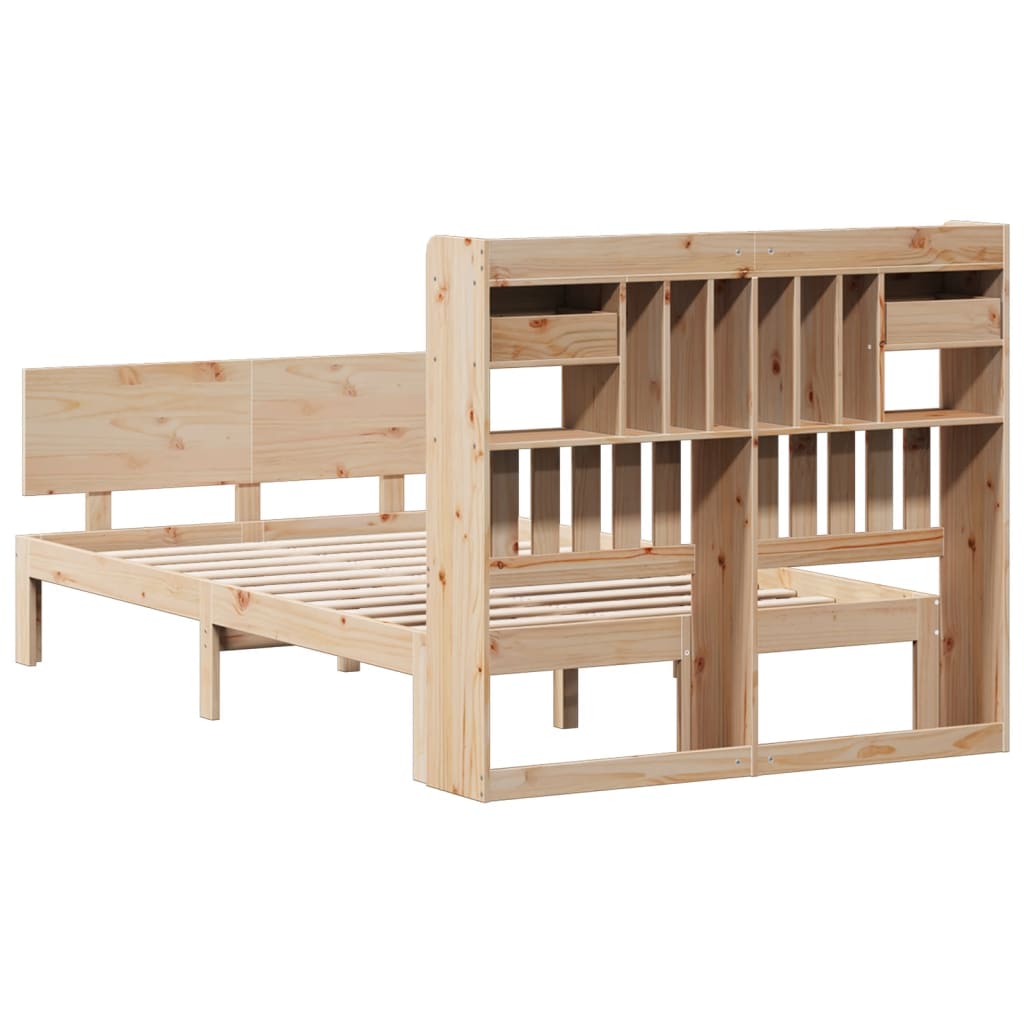 Krevet s regalom za knjige bez madraca 135x190 cm od borovine