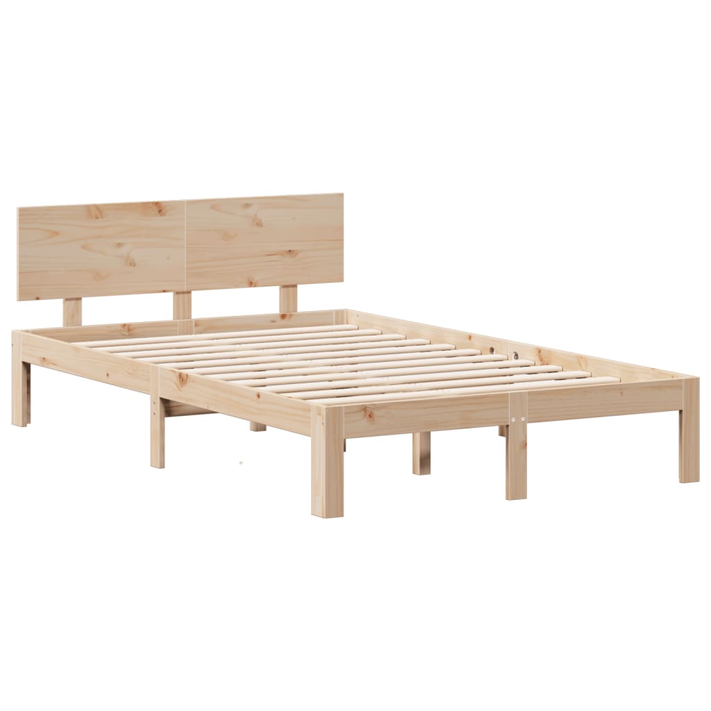 Krevet s regalom za knjige bez madraca 135x190 cm od borovine