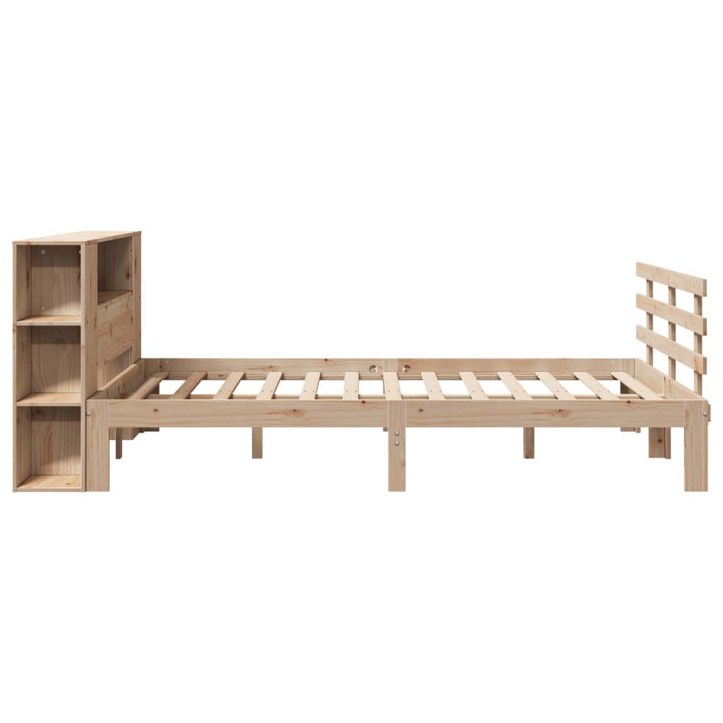 Krevet s regalom za knjige bez madraca 135x190 cm od borovine