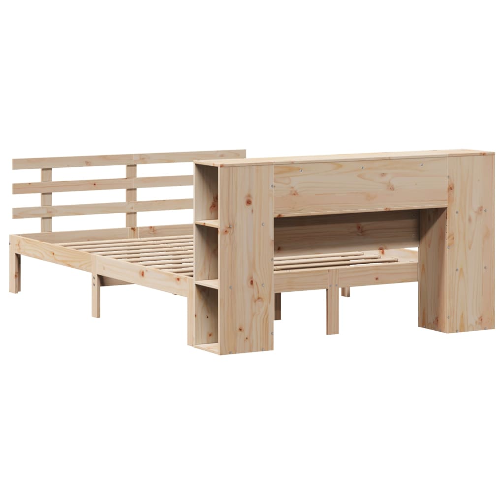 Krevet s regalom za knjige bez madraca 135x190 cm od borovine