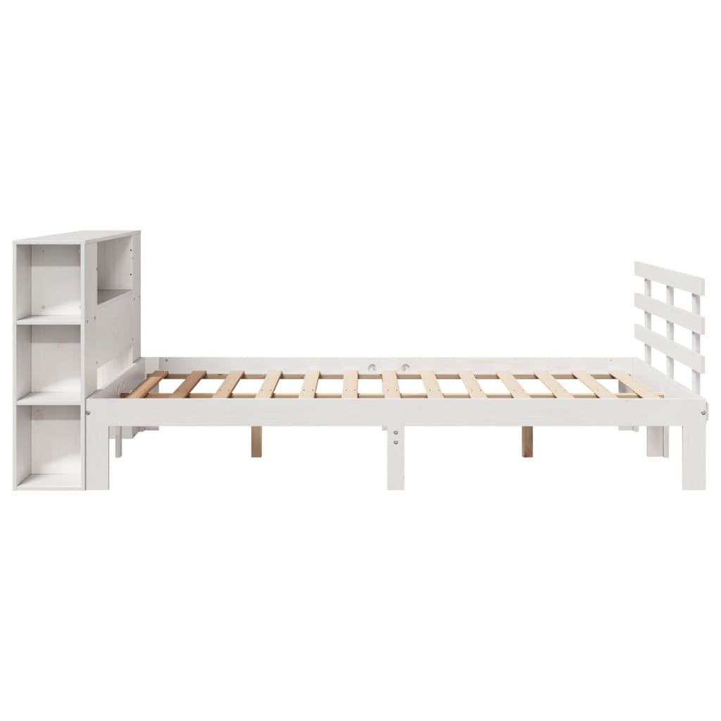 Krevet s regalom z knjige bez madraca bijeli 140x190cm borovina
