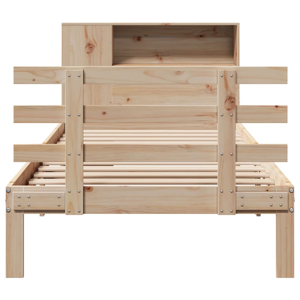 Krevet s regalom za knjige bez madraca 75x190 cm borovina