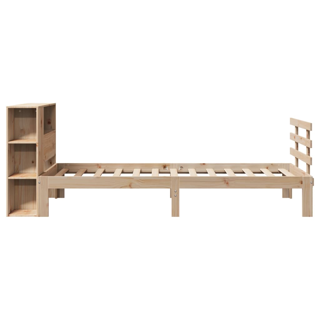 Krevet s regalom za knjige bez madraca 75x190 cm borovina