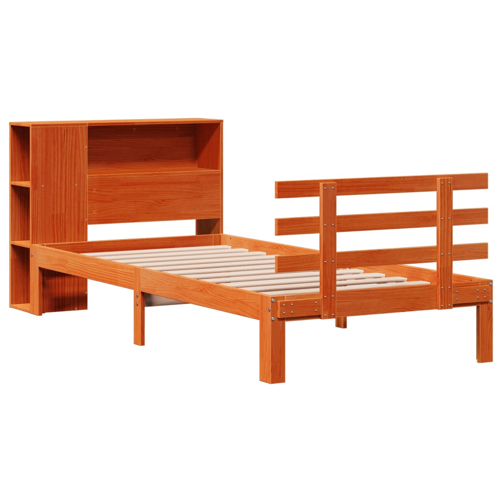 Krevet s regalom za knjige bez madraca 100 x 200 cm od borovine