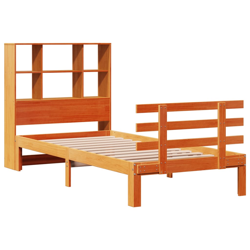 Krevet s regalom za knjige bez madraca 75 x 190 cm od borovine