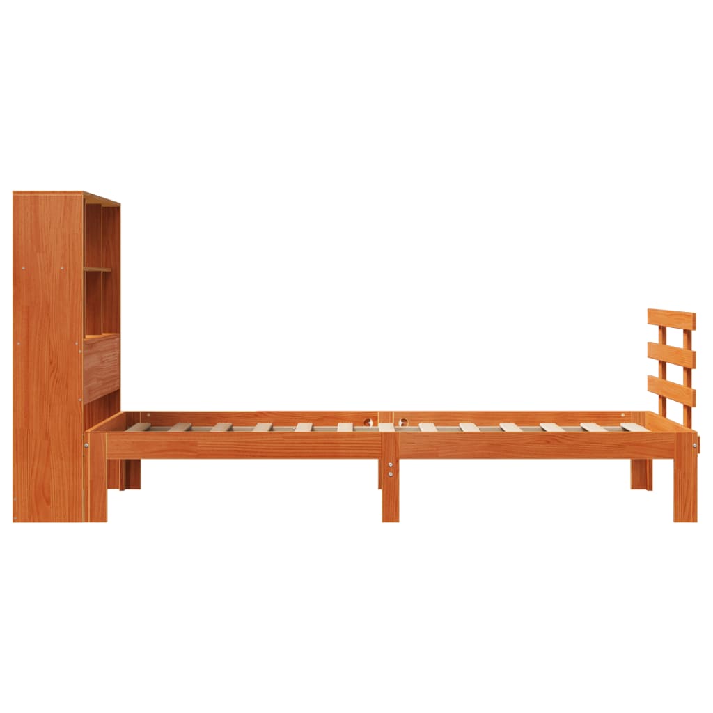 Krevet s regalom za knjige bez madraca 75 x 190 cm od borovine