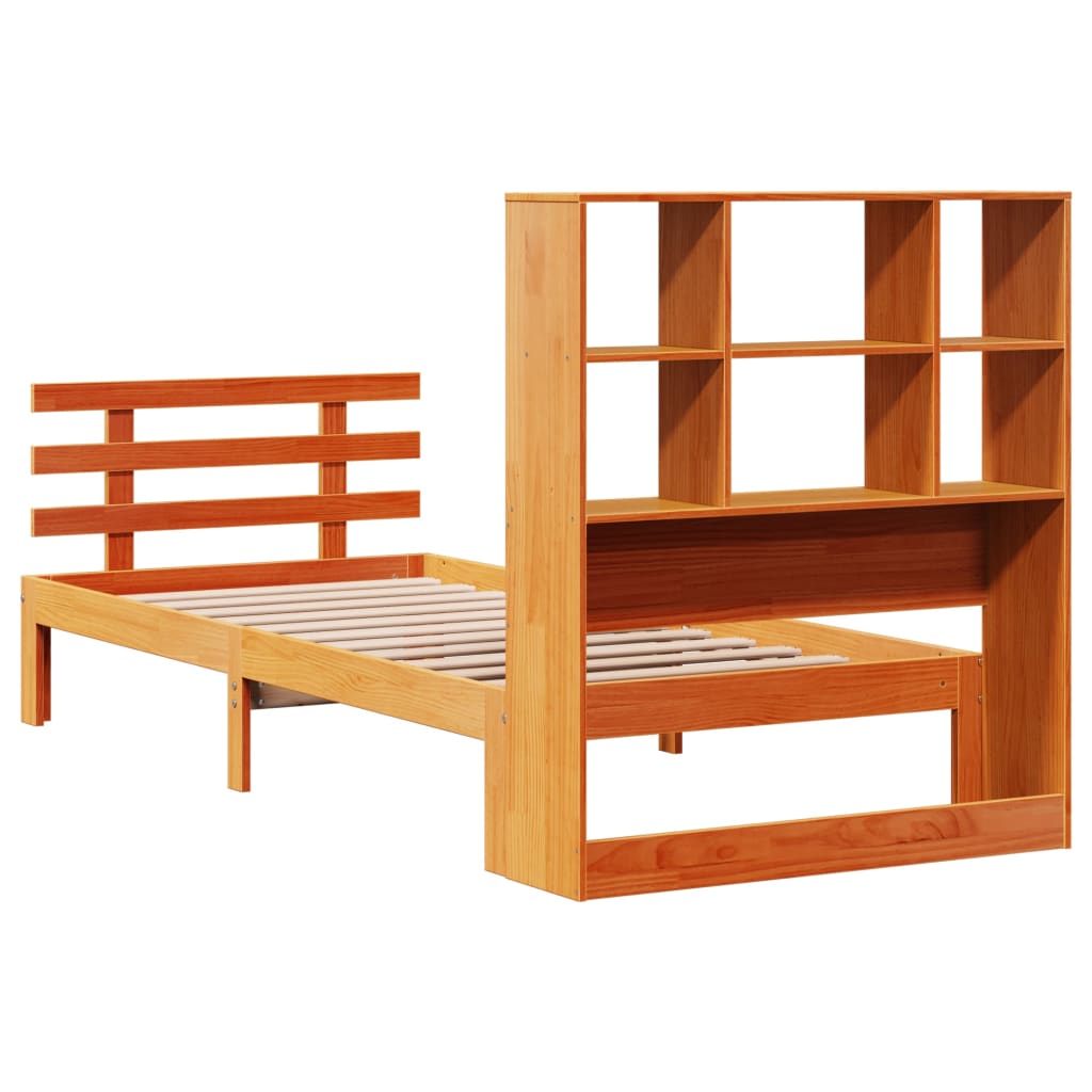 Krevet s regalom za knjige bez madraca 75 x 190 cm od borovine