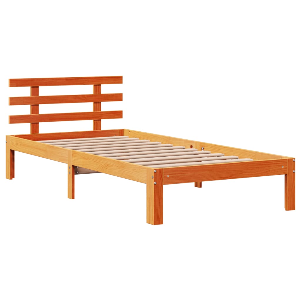 Krevet s regalom za knjige bez madraca 75 x 190 cm od borovine