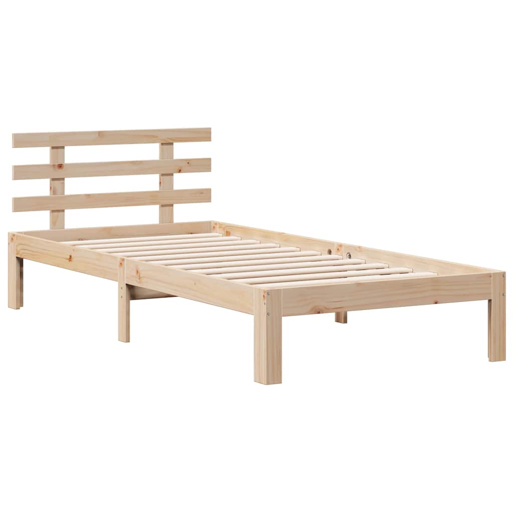 Krevet s regalom za knjige bez madraca 75x190 cm borovina