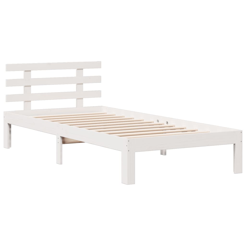 Krevet s regalom za knjige bez madraca bijeli 90x190cm borovina