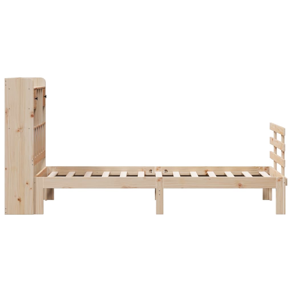 Krevet s regalom za knjige bez madraca 90x200 cm od borovine