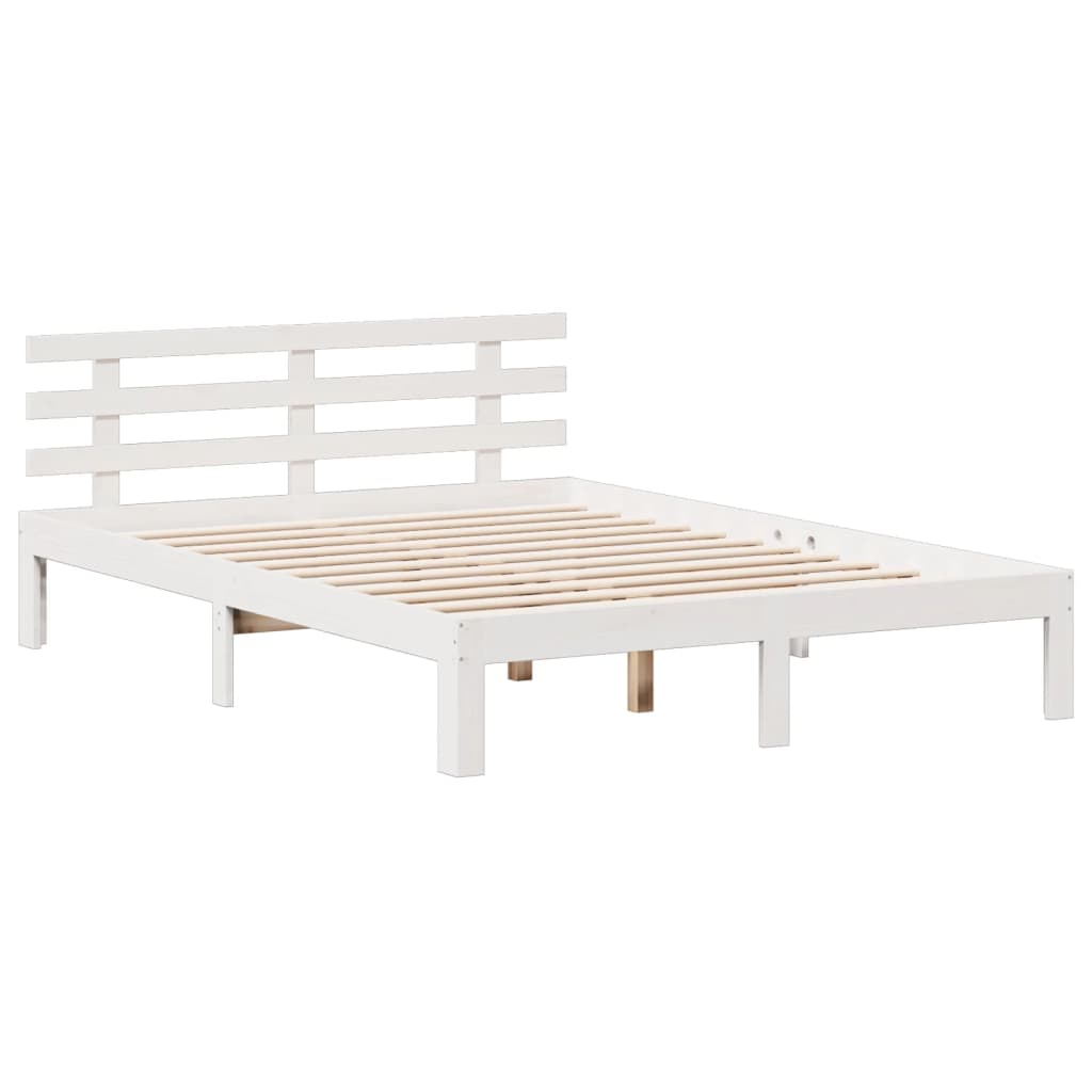 Krevet s regalom z knjige bez madraca bijeli 150x200cm borovina