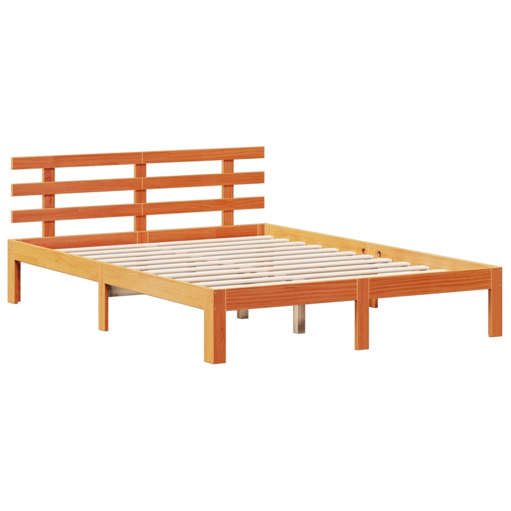 Krevet s regalom za knjige bez madraca 140 x 190 cm od borovine