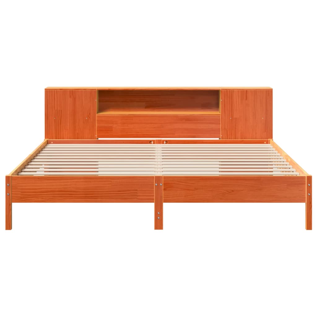 Krevet s regalom za knjige bez madraca 200x200 cm od borovine