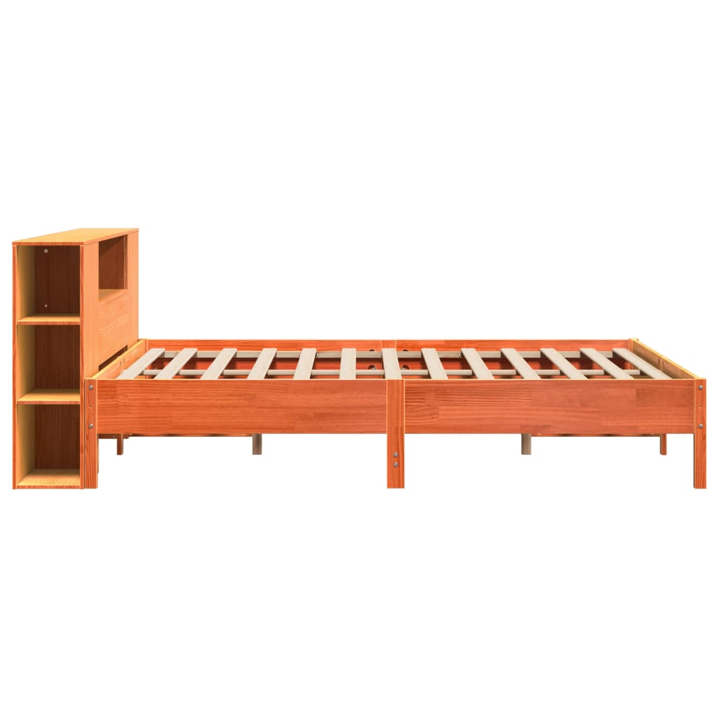 Krevet s regalom za knjige bez madraca 200x200 cm od borovine