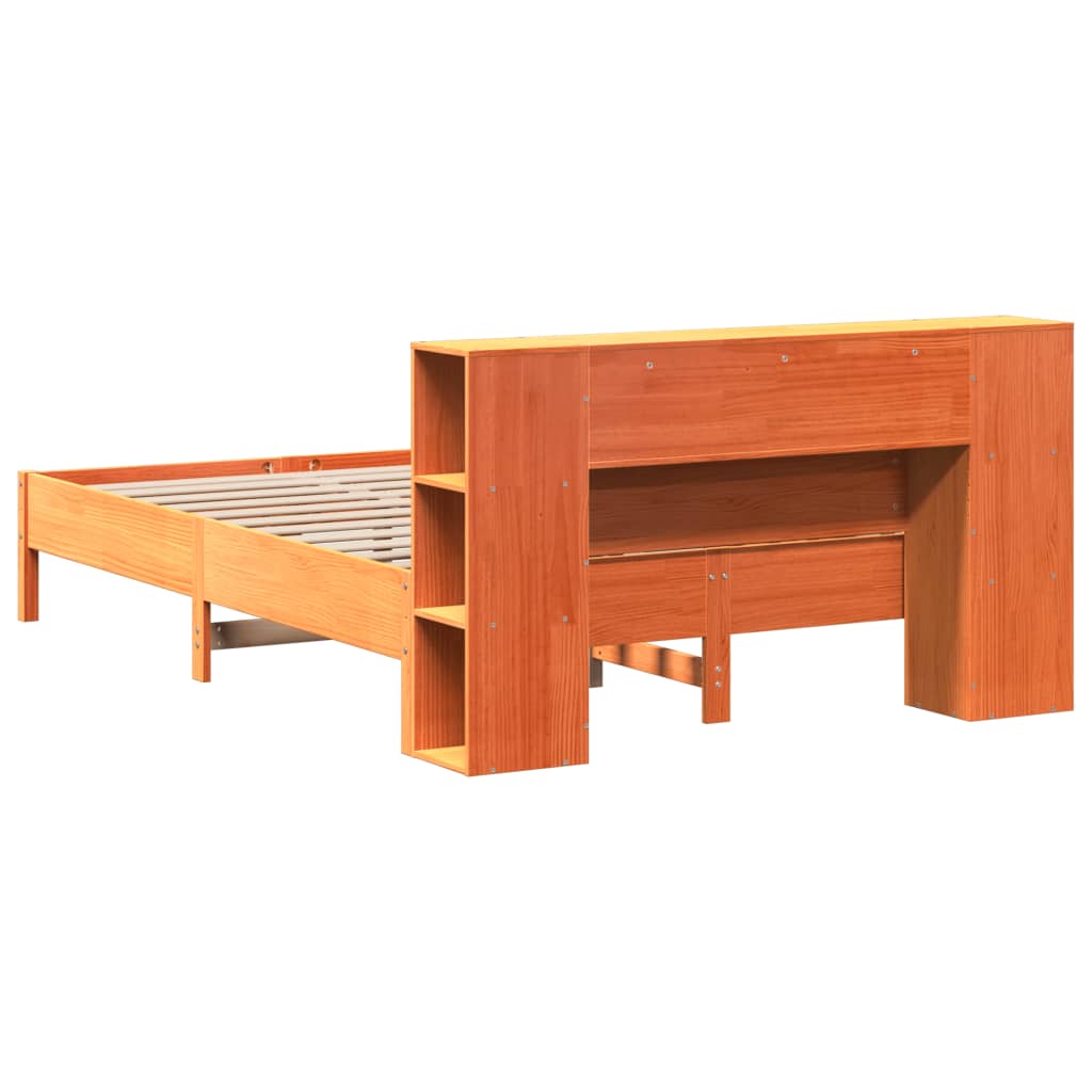 Krevet s regalom za knjige bez madraca 150x200 cm od borovine