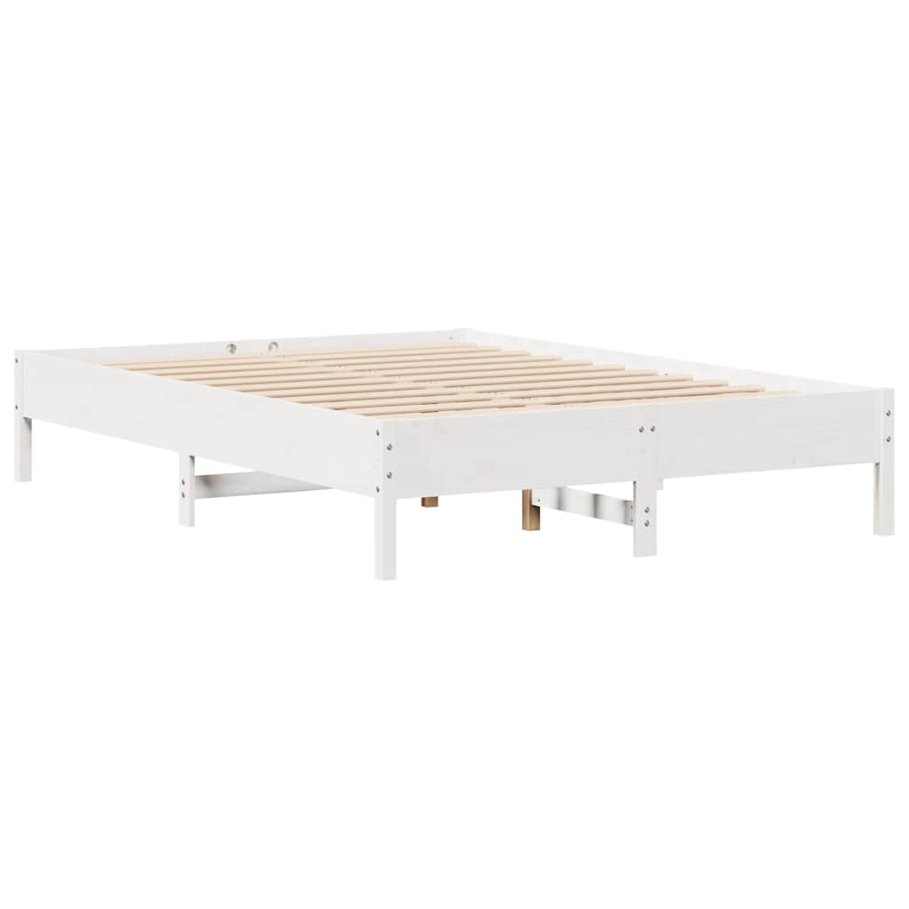 Krevet s regalom z knjige bez madraca bijeli 140x190cm borovina