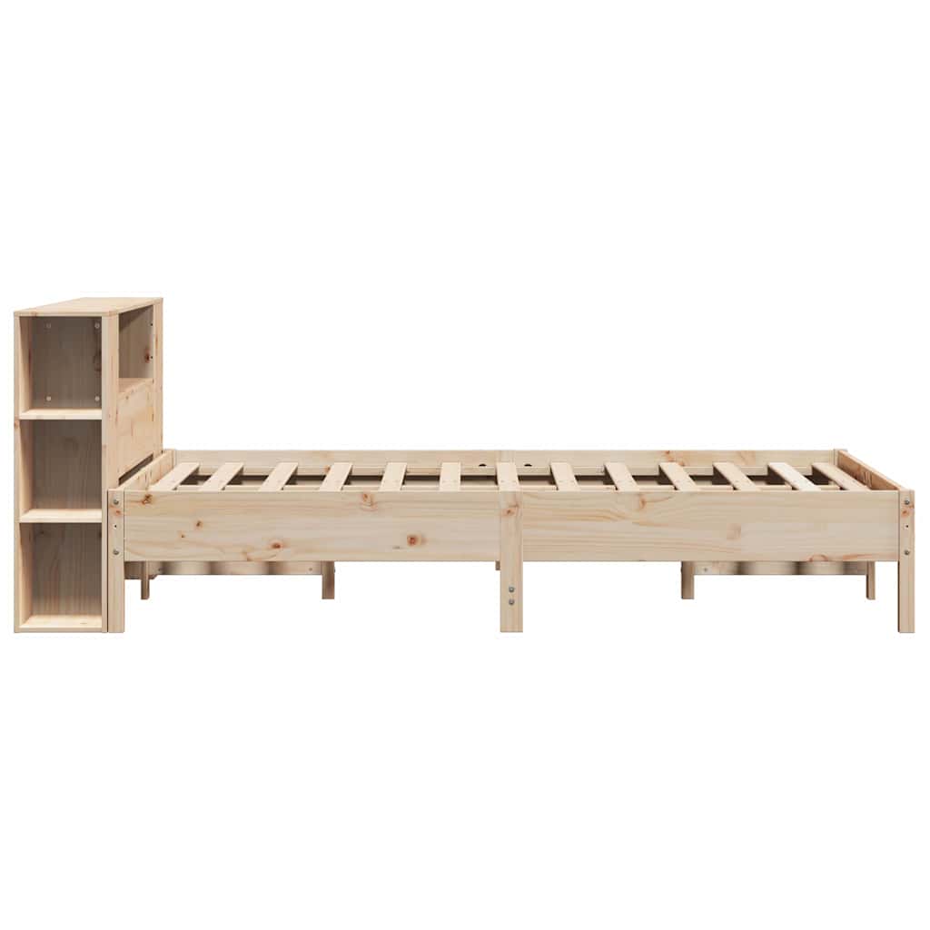 Krevet s regalom za knjige bez madraca 135x190 cm od borovine