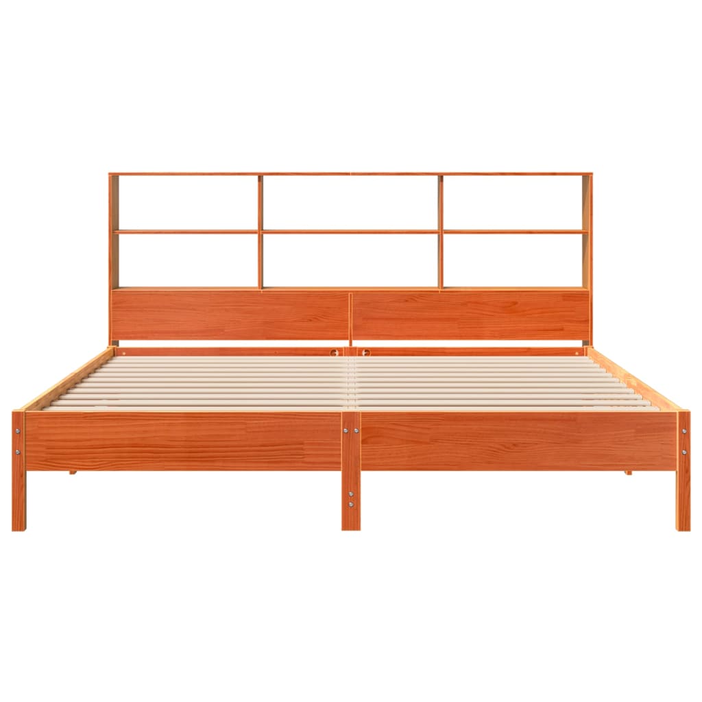 Krevet s regalom za knjige bez madraca 200x200 cm od borovine
