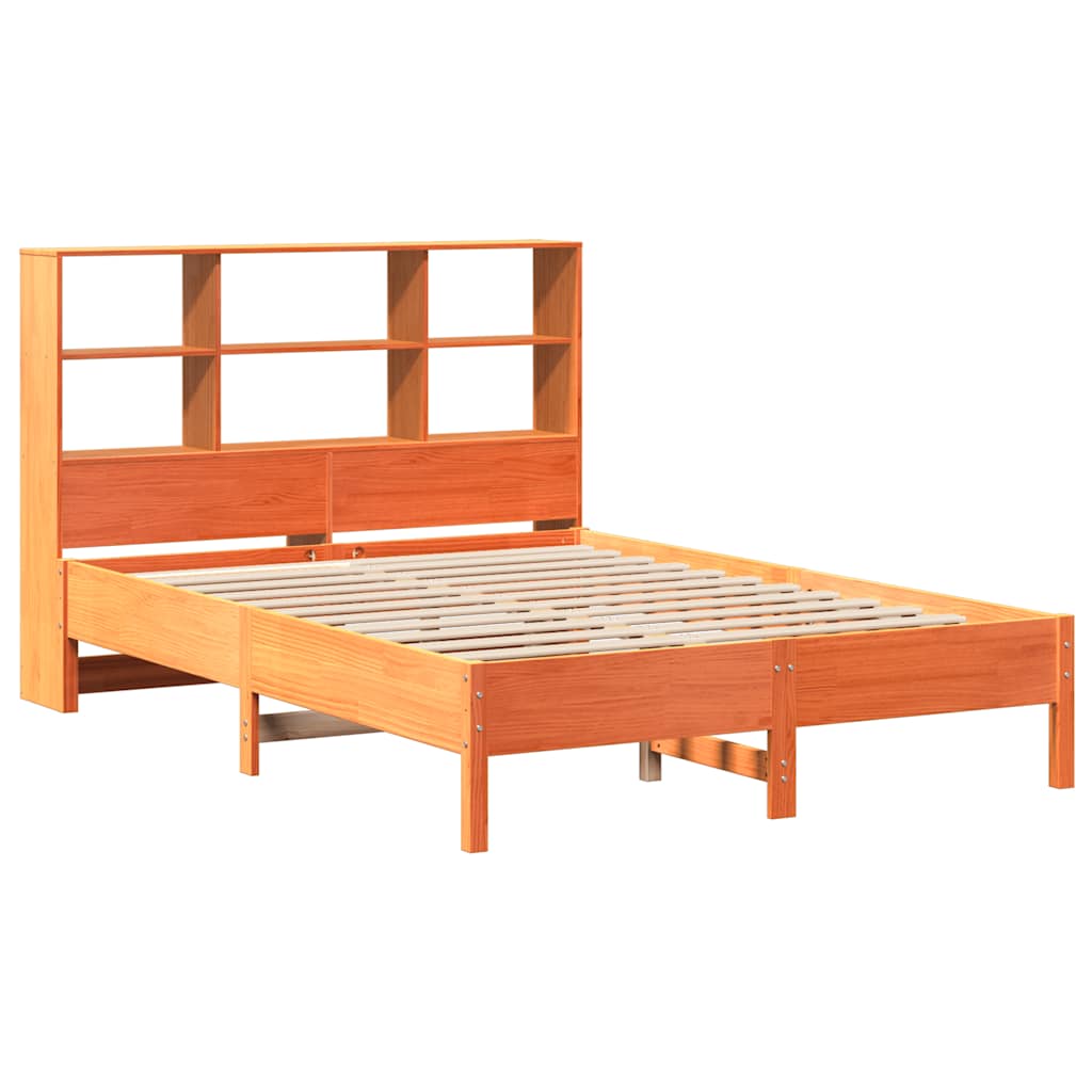Krevet s regalom za knjige bez madraca 150x200 cm od borovine