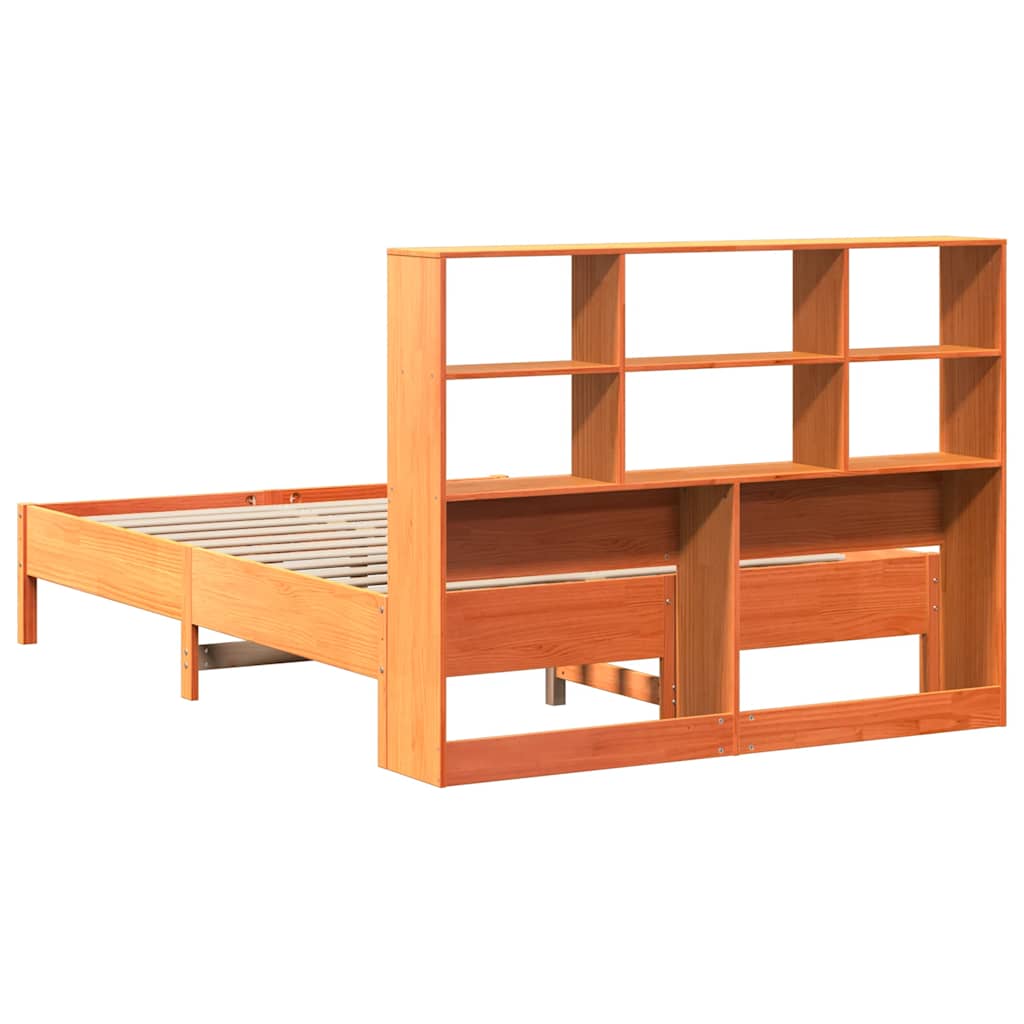 Krevet s regalom za knjige bez madraca 150x200 cm od borovine