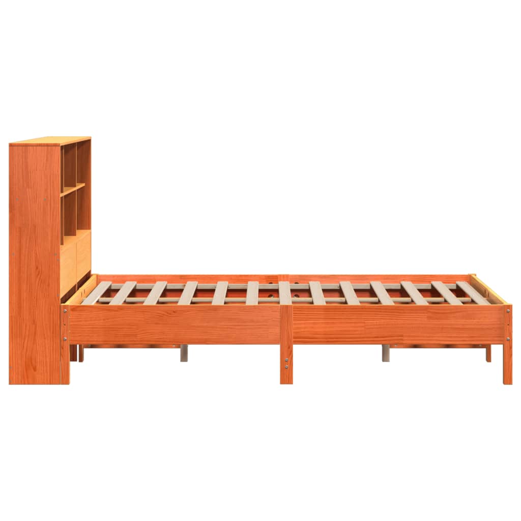 Krevet s regalom za knjige bez madraca 135 x 190 cm od borovine