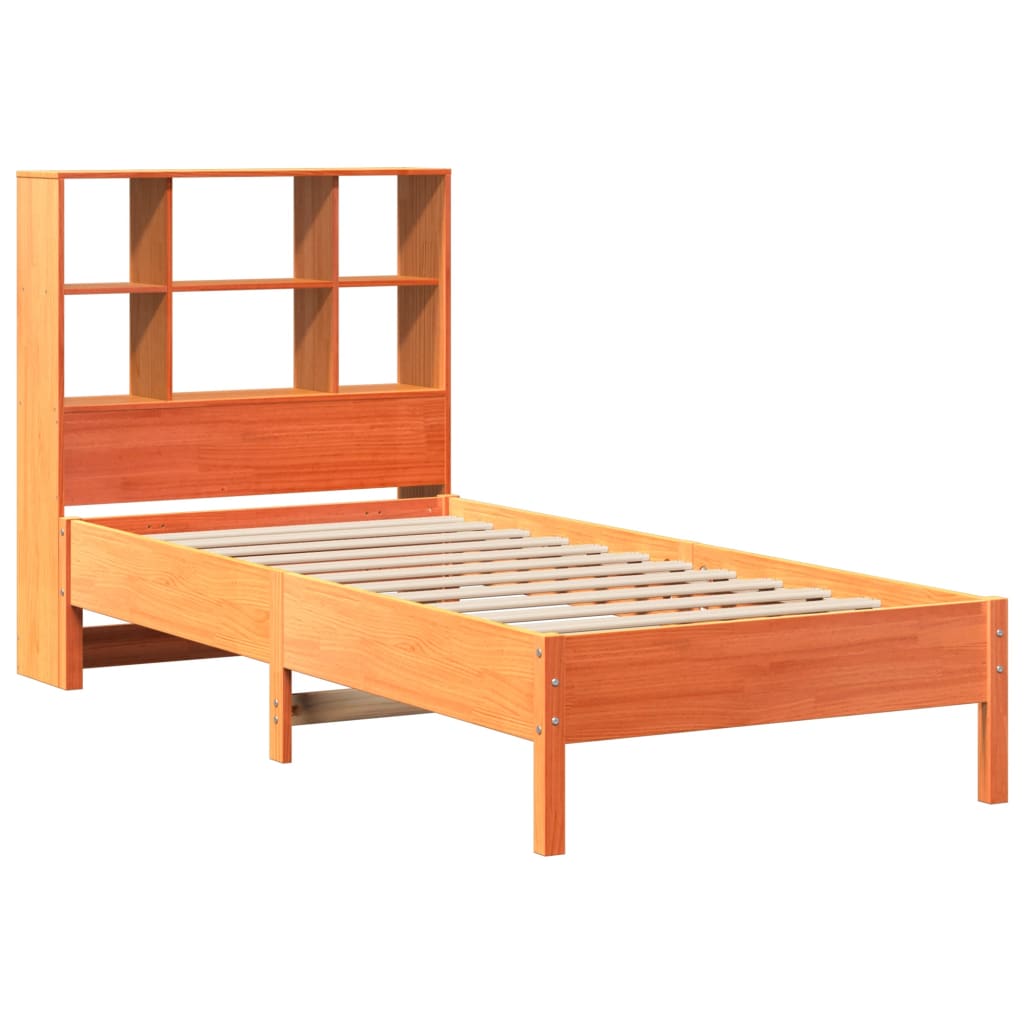 Krevet s regalom za knjige bez madraca 75 x 190 cm od borovine