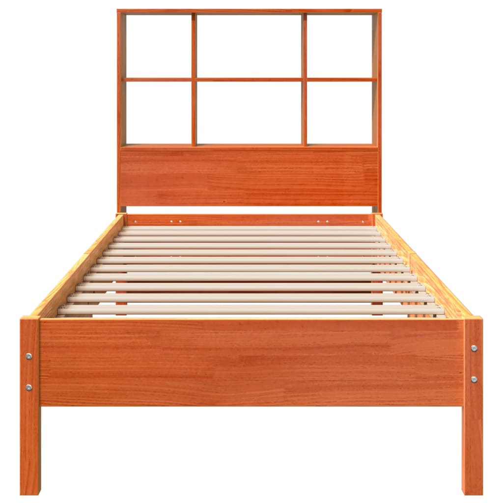 Krevet s regalom za knjige bez madraca 75 x 190 cm od borovine